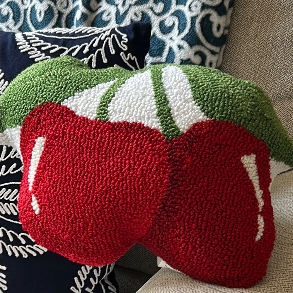 NEW! Vintage Inspired Large Cherry Accent Throw Pillow - Picture 1 of 7